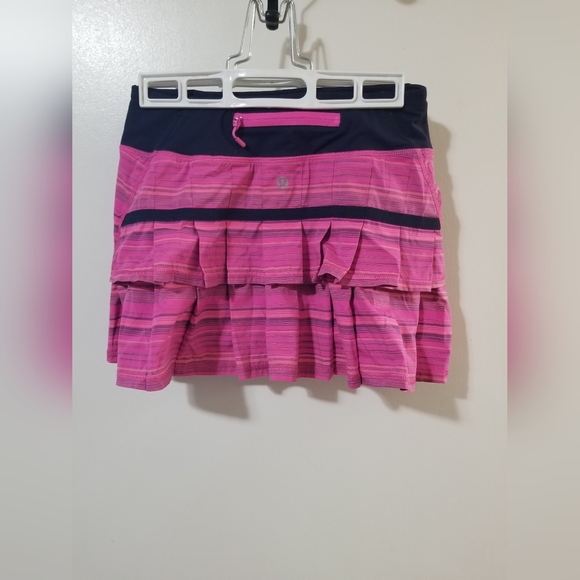 lululemon athletica Pants - Lululemon Pace Setter Skirt Pow Pink Stripe Rare Run Tennis Lulu Collector 2
